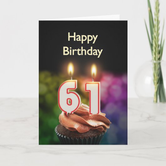 61番目の誕生日カードとキャンドル カード (正面)