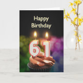 61番目の誕生日カードとキャンドル カード (黄色い花)