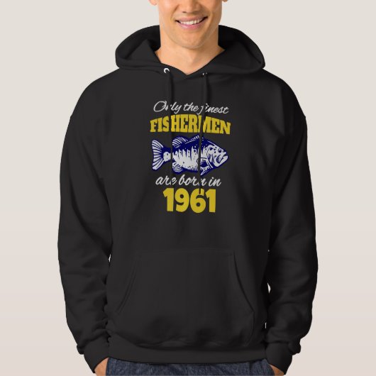 61番目の誕生日漁師は1961生まれ年の魚釣り パーカ (正面)