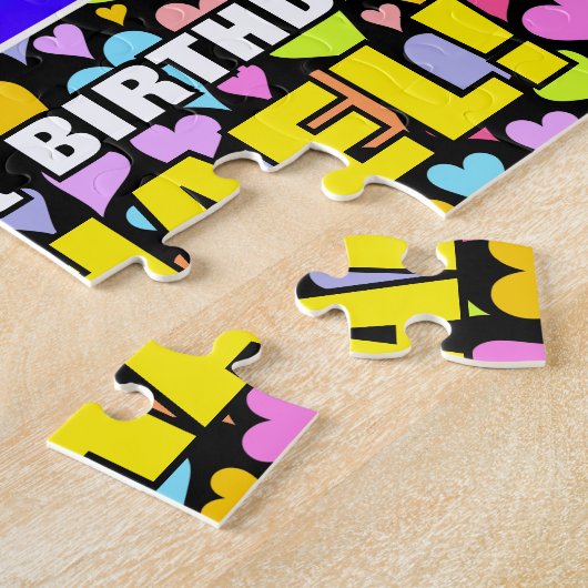 61番目の誕生日:おもしろい、愛するハートシェイプ+「61」 ジグソーパズル (側面)