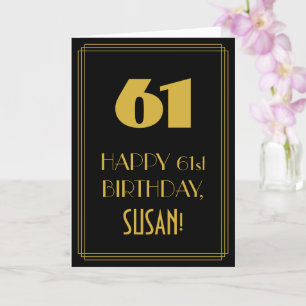 61番目の誕生日-アールデコインスパイアの「61」と名前 カード