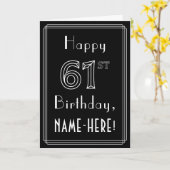 61番目の誕生日:アールデコスタイル# 61および名前をカスタムする カード (黄色い花)