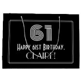 61番目の誕生日:インスパイアアールデコの「61」の外観と名前 ラージペーパーバッグ (裏面)