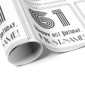 61番目の誕生日:インスパイアアールデコスタイル「61」 +名前 ラッピングペーパー (ロールコーナー)