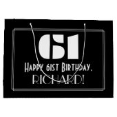 61番目の誕生日~インスパイアアールデコルック"61" +名前 ラージペーパーバッグ (裏面)