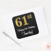 61番目の誕生日-エレガント豪華なフェイク金ゴールドルック# スクエアシール (封筒)