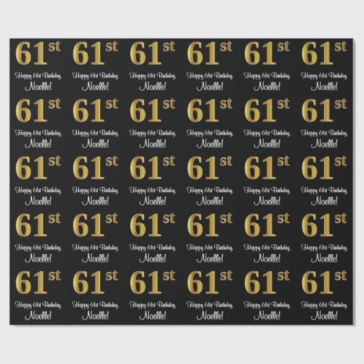 61番目の誕生日:エレガント贅沢なフェイク金ゴールドルック# ラッピングペーパー (フラット)
