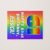 61番目の誕生日: カラフル、おもしろいレインボーパターン# 61 ジグソーパズル (横)