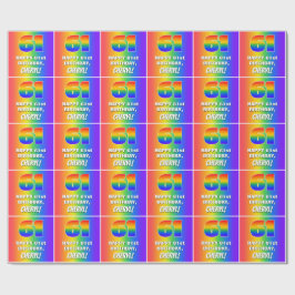 61番目の誕生日: カラフル、おもしろいレインボーパターン# 61 ラッピングペーパー