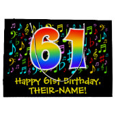 61番目の誕生日-ミカラフルュージックシンボル、レインボー61 ラージペーパーバッグ (裏面)