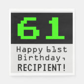 61番目の誕生日- Nerdy/オタク系のスタイル「61」と名前 スタンダードランチョンナプキン (正面)