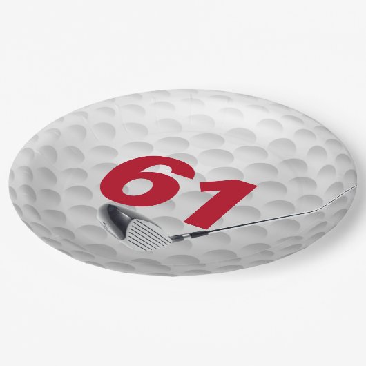 61誕生日ゴルフボールデザイン ペーパープレート (アングル)