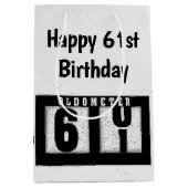 61誕生日ブラックオドメータ ミディアムペーパーバッグ (正面)