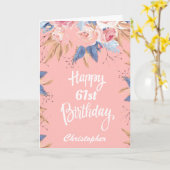 61誕生日水彩植物性ピンクフローラ カード (黄色い花)