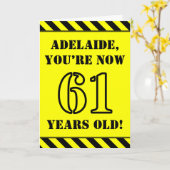 61誕生日:おもしろいステンシルスタイル文字、名前をカスタムする カード (黄色い花)