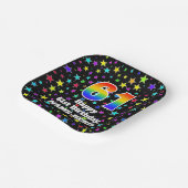 61誕生日:おもしろい星パターンと虹"61" ペーパープレート (傾斜あり)