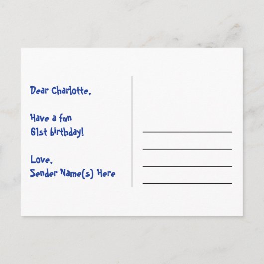 61誕生日:おもしろい星パターン,虹61,名前 ポストカード (裏面)