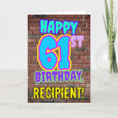 61誕生日-おもしろい、アーバングラフィティインスパイアルック カード (正面)