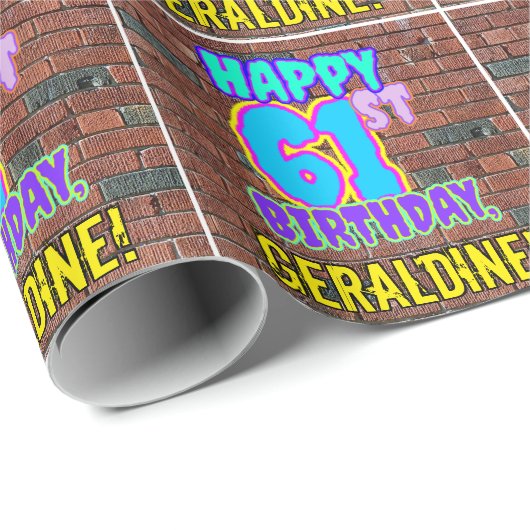 61誕生日:おもしろい、アーバングラフィティインスパイアルック ラッピングペーパー (ロールコーナー)