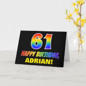 61誕生日:はっきりした,おもしろい,シンプル虹, 61 カード (黄色い花)