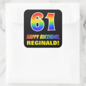 61誕生日:はっきりした,おもしろい,シンプル虹, 61 スクエアシール (バッグ)