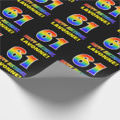 61誕生日:はっきりした,おもしろい,シンプル虹, 61 ラッピングペーパー (角)