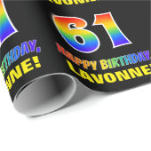 61誕生日:はっきりした,おもしろい,シンプル虹, 61 ラッピングペーパー (ロールコーナー)