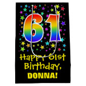 61誕生日:カラフルスターズパターン&レインボー61 ミディアムペーパーバッグ (裏面)