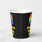 61誕生日:カラフル、おもしろい、エキサイティング、虹61 紙コップ (右)