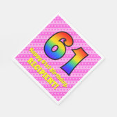 61誕生日:ピンクストライプのハート、レインボー# 61 スタンダードランチョンナプキン (角)