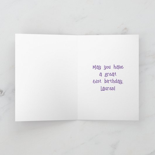 61誕生日:フローラ花数、名前をカスタムする カード (内部)