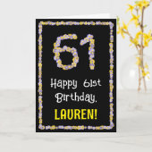 61誕生日:フローラ花数、名前をカスタムする カード (黄色い花)