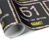 61誕生日:フローラ花数、名前をカスタムする ラッピングペーパー (ロールコーナー)