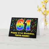 61誕生日:ミュージックシカラフルンボル&レインボー61 カード (黄色い花)