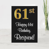 61誕生日～ラグジュアリーエレガントなフェイク金ゴールドルック# カード (正面)
