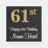 61誕生日～ラグジュアリーエレガントなフェイク金ゴールドルック# スタンダードランチョンナプキン (正面)