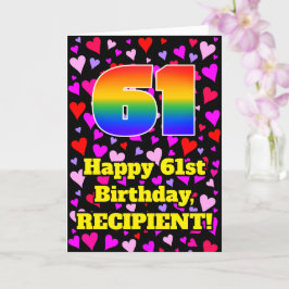 61誕生日：愛するハートパターン、虹# 61 カード