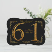 61st，バースデーパーティー61st,素晴らしギャツビー，ブラック&金ゴールド 招待状 (スタンド正面)