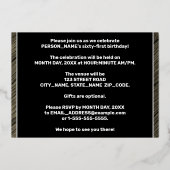 61th Birthday Party — はっきりしたWood Grainフェイク文字 箔招待状 (裏面)