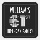 61th Birthday Party:アールデコスタイルと名前をカスタムする スクエアシール (正面)