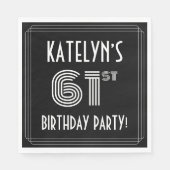 61th Birthday Party:アールデコスタイル+名前をカスタムする スタンダードランチョンナプキン (正面)