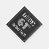 61th Birthday Party:アールデコスタイル+名前をカスタムする スタンダードランチョンナプキン (角)