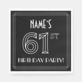 61th Birthday Party:アールデコスタイル+名前をカスタムする スタンダードランチョンナプキン (正面)