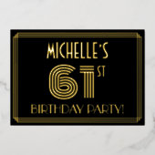 61th Birthday Party —アールデコスタイル「61」 +名前 箔招待状 (正面)
