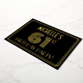 61th Birthday Party —アールデコスタイル「61」 +名前 箔招待状 (回転した状態)