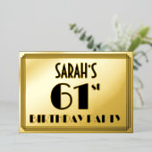 61th Birthday Party —アールデコ検索「61」 +名前 箔招待状 (立ち正面)