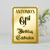 61th Birthday Party – スクリプエレガントト+名前をカスタムする 箔招待状 (立ち正面)