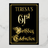 61th Birthday Party – スクリプファンシートと名前をカスタムする 箔招待状 (正面)