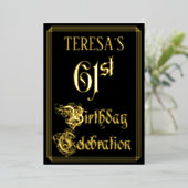 61th Birthday Party – スクリプファンシートと名前をカスタムする 箔招待状 (立ち正面)