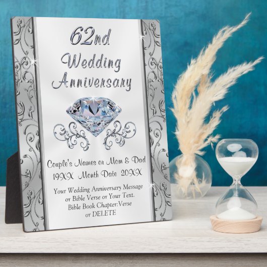 62周年記念結婚贈り物パーソナライズされた, フォトプラーク (側面)